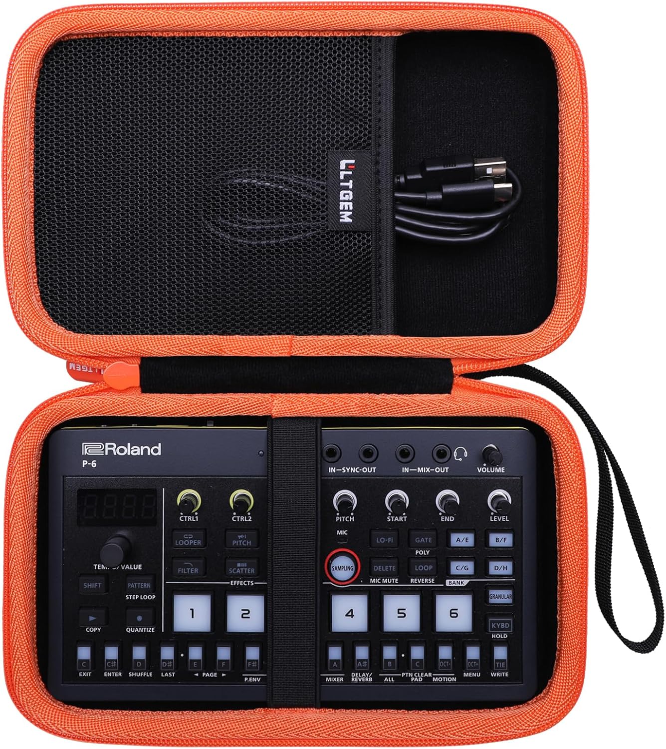 LTGEM Case Compatible with Roland AIRA Compact P-6 / S-1 / T-8 / E-4 / J-6 Creative Sampler Drum Sequencer, Orange(Case Only)