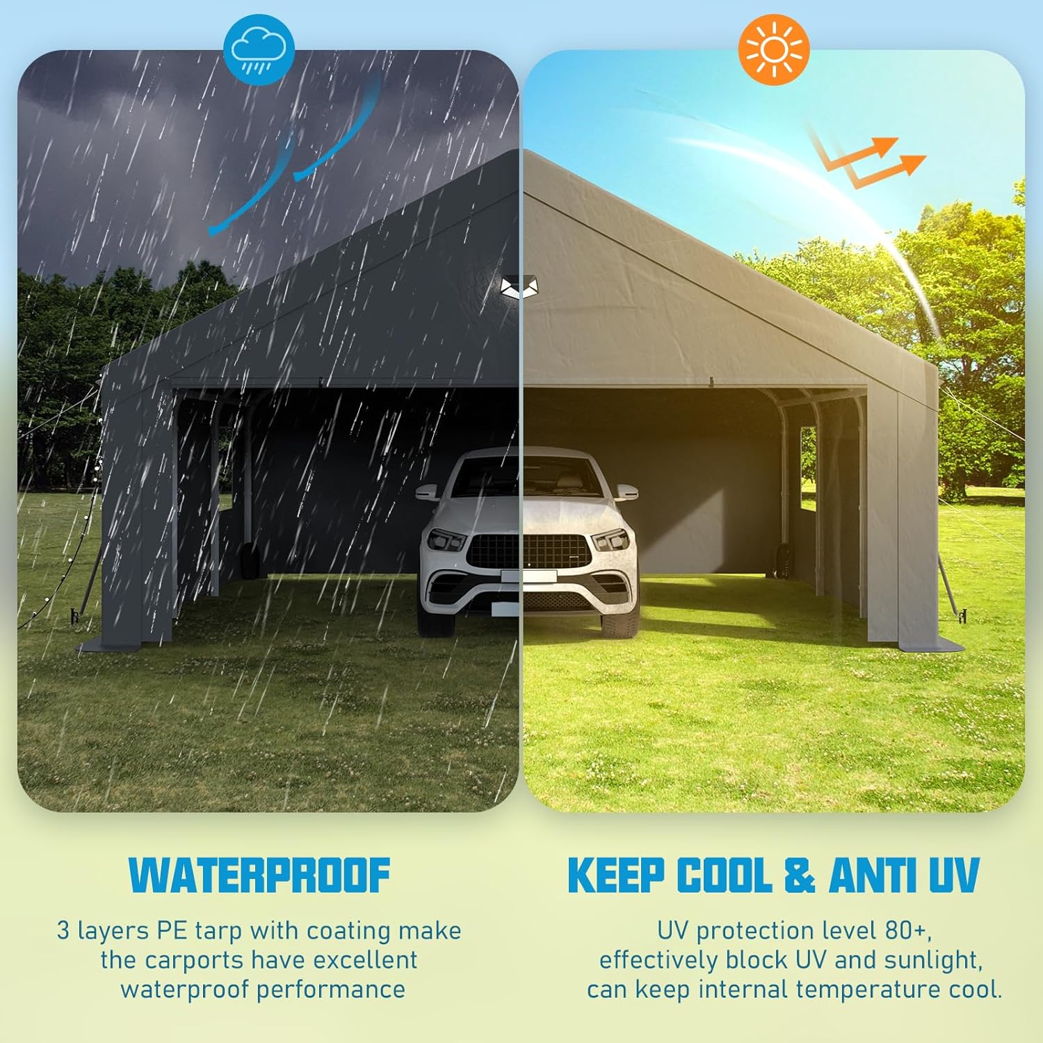 Carport Canopy 10x16 Heavy Duty, Carport Canopy, Portable Car Port Garage, Car Shelter All Weather, Grey Carport Canopy 10x16 Heavy Duty, Carport Canopy, Portable Car Port Garage, Car Shelter All Weather, Grey