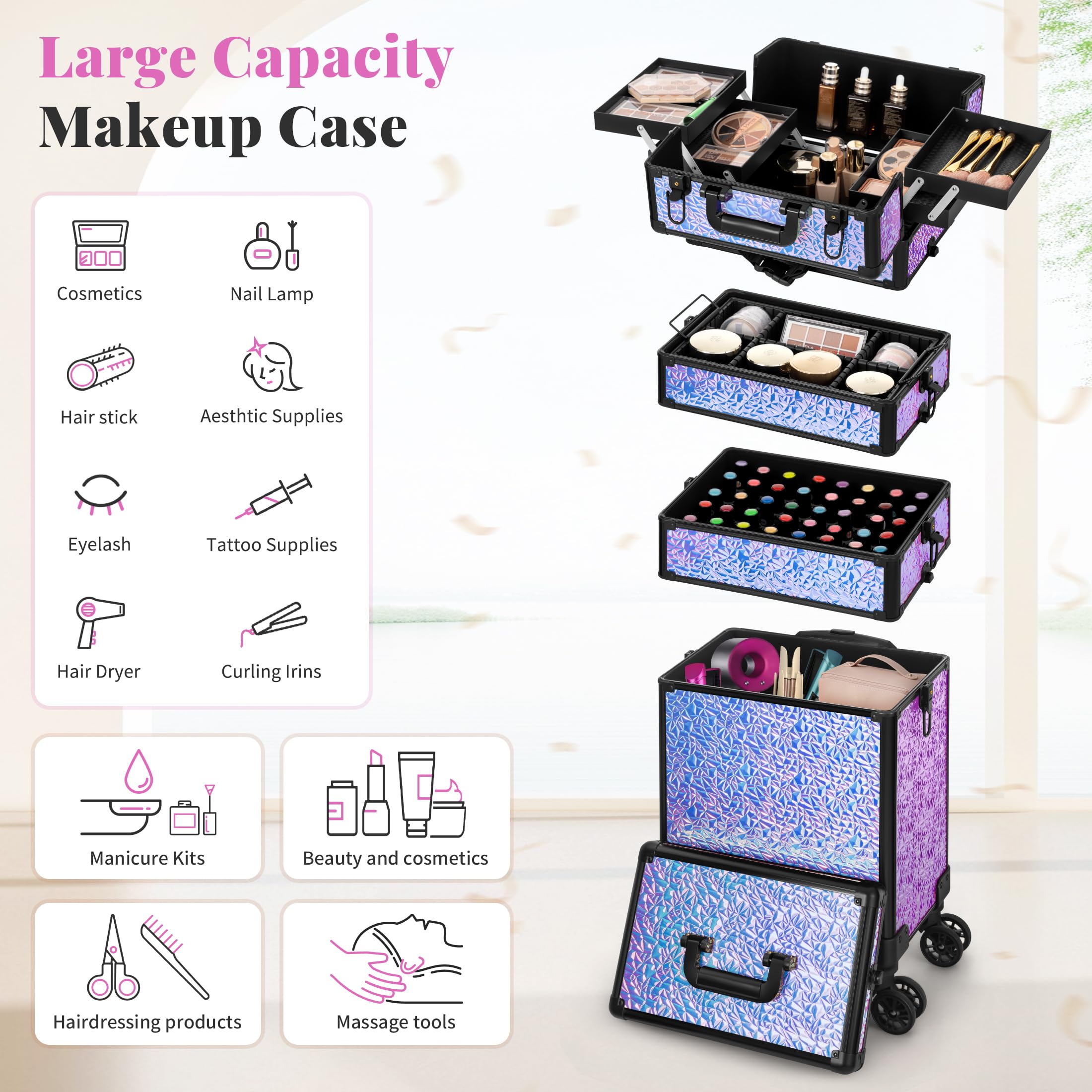 Rolling Makeup Case with Lid