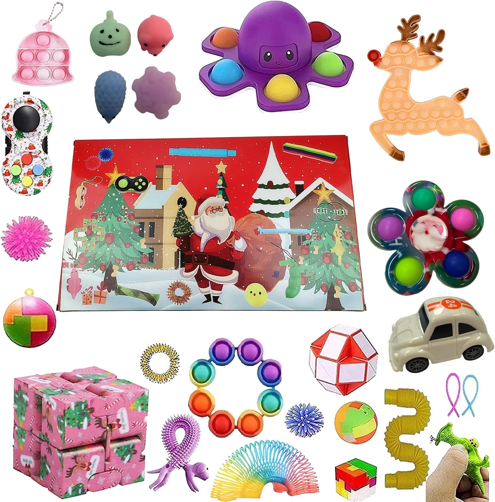 Advent Calendar 2021 Pop Bubble Fidget Toys Set, Christmas Countdown Calendar Surprise Box for Kids Boys Girls Gifts Party Favor