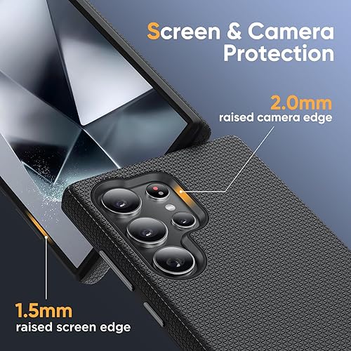 Miniatura 3 de Diaclara Funda de doble protección diseñada para Samsung Galaxy S24 Ultra, con protector de pantalla de vidrio templado + protector de lente de