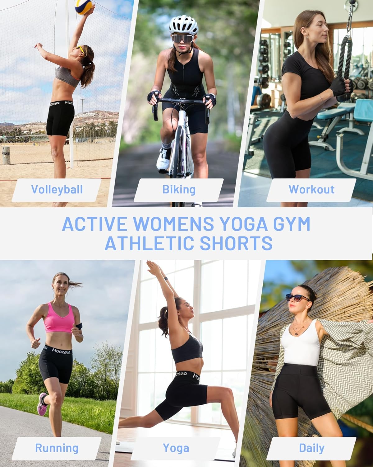Moozava 5" Womens Spandex Volleyball Shorts 3 Pack Athletic Compression Shorts for Workout Running Gym Yoga Cycling Dance - Image 7