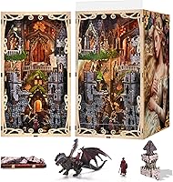 Vista 8 de Kit de rincón de libros, kit de bricolaje en miniatura para casa de muñecas, rompecabezas de madera 3D, decoración con luz LED para adolescentes