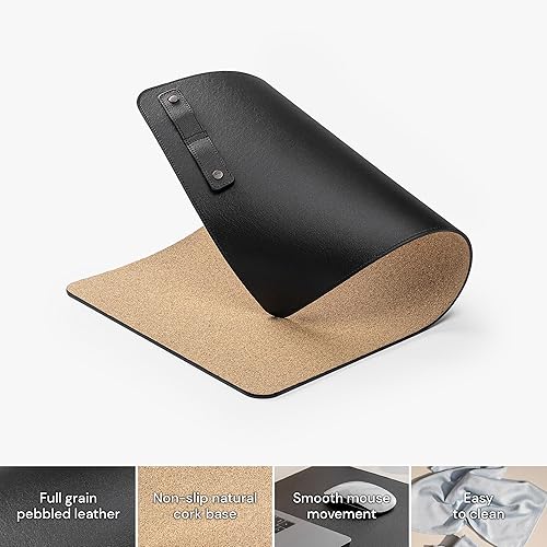 Miniatura 3 de Hidemont Full Grain Leather Desk Pad - Personalized Real Leather Desk Mat Blotter Cord Organizer for Mouse Keyboard - Genuine Leather Table