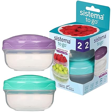 Sistema 210ml Portion Pod to Go 2 Pack, Polypropylene Assorted