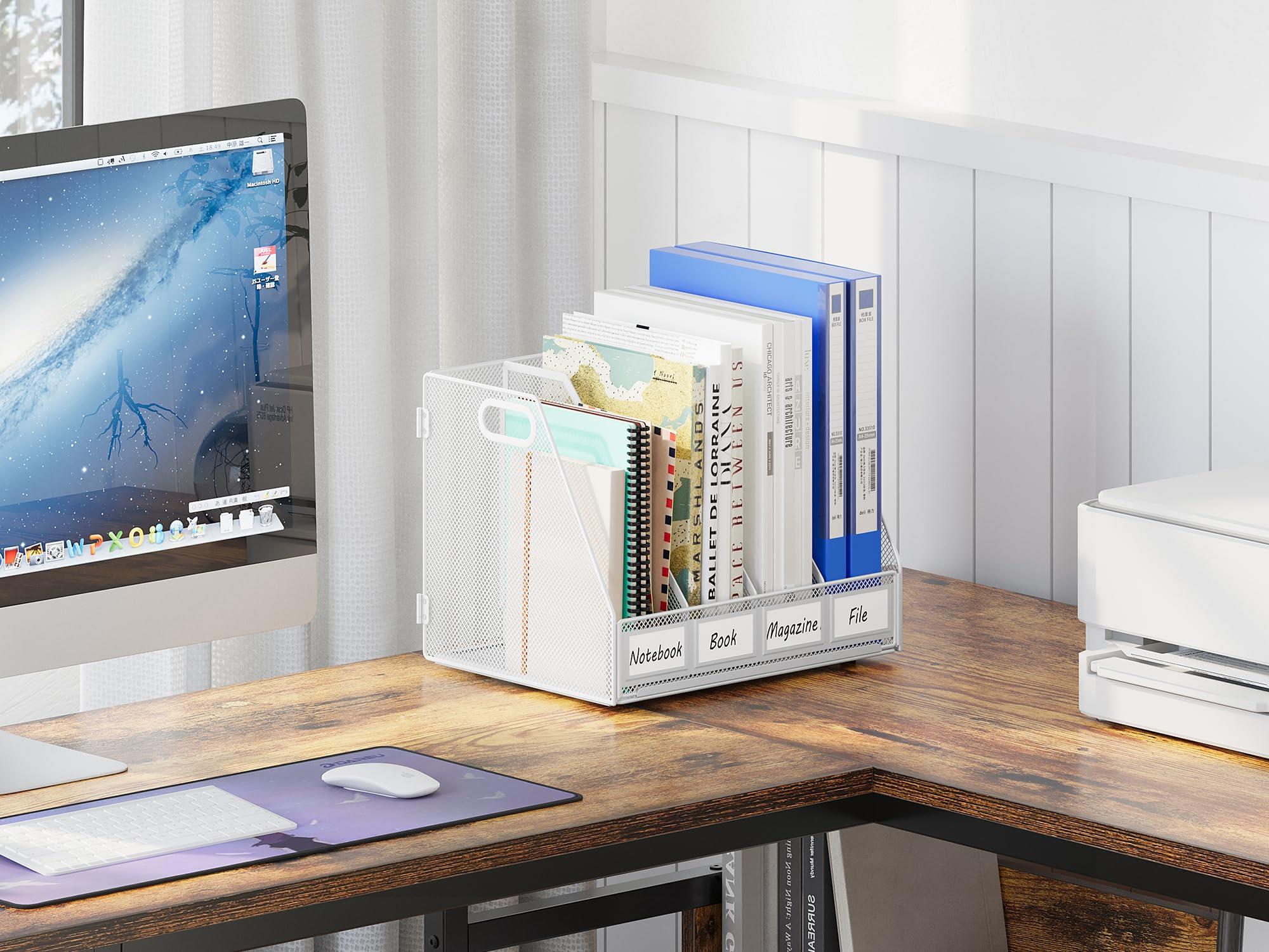 EasyPAG Organizador de escritorio metal A4 4 compartimentos blanco
