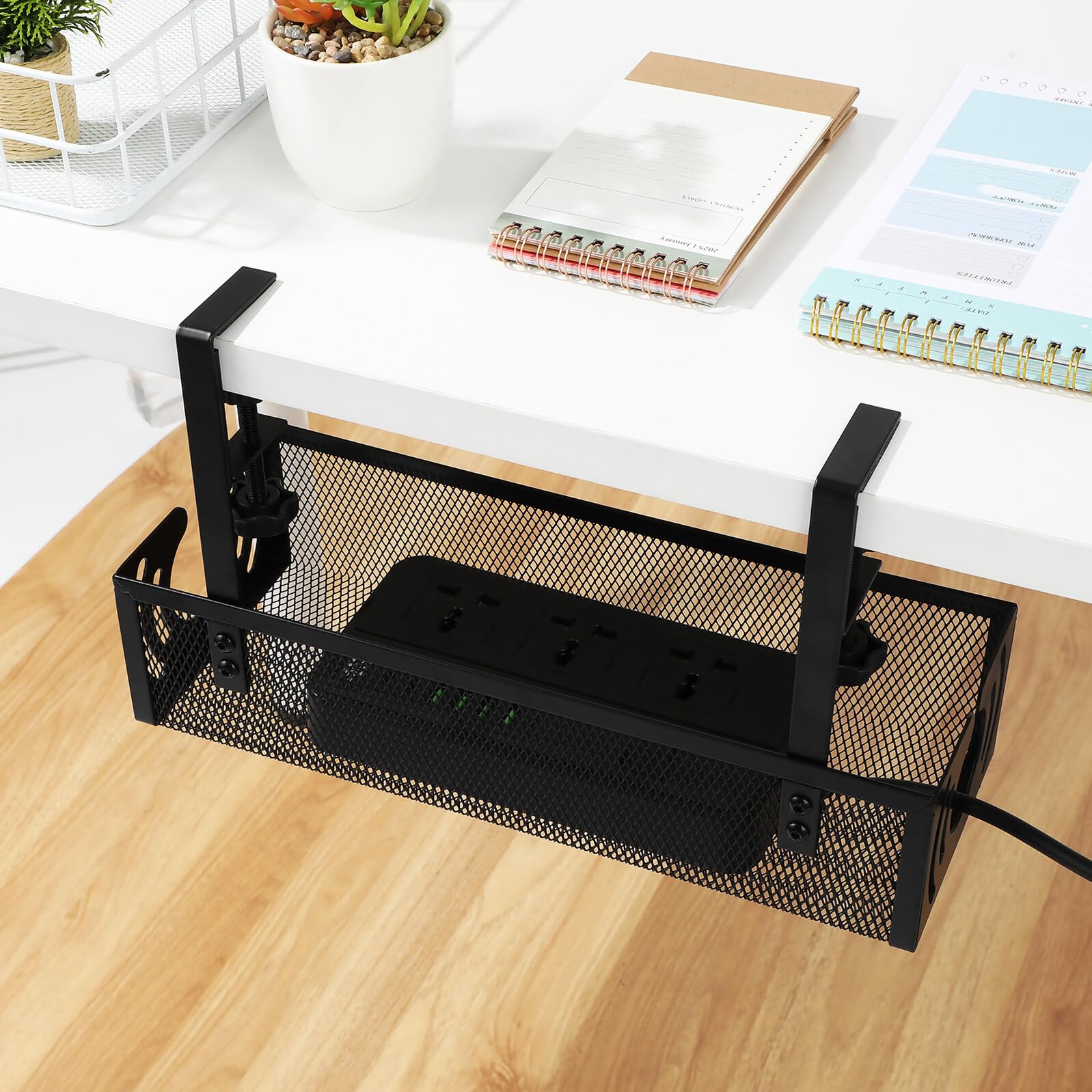 VILLCASE Organizer Cavi Scrivania con Morsetto Antiscivolo Supporto per Gestione Fili Sotto Scrivania Adatto Ufficio e Postazioni Gaming