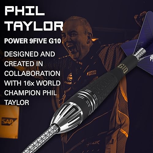 Miniatura 2 de Target Darts Phil Taylor Power - Juego de dardos con punta de acero de punta suiza 95% tungsteno 95% 95%