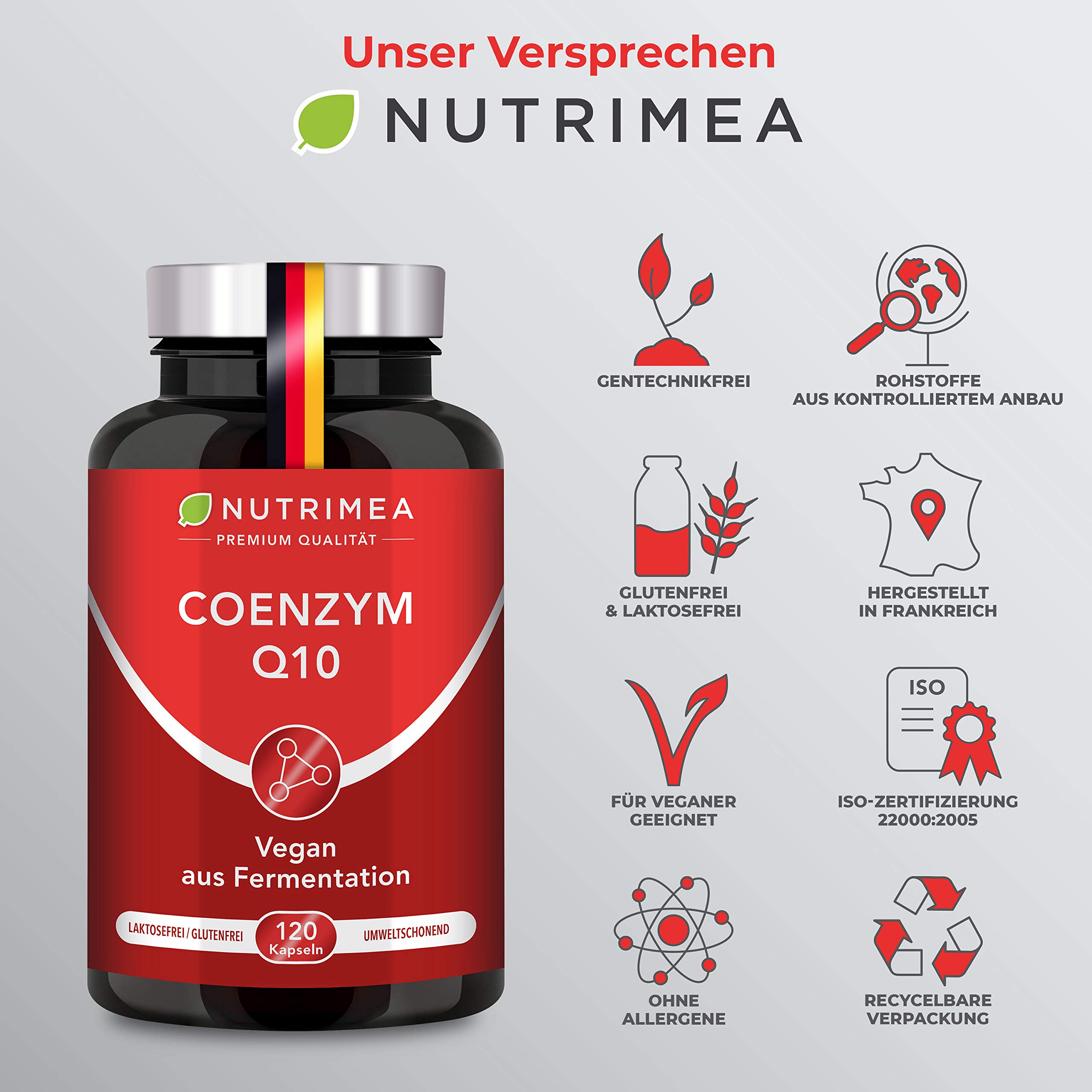 Coenzym Q10 200mg - 120 Vegane Kapseln - Aktive Form - Natürliches Q10 pflanzlicher Fermentation - Nutrimea - Premium Qualität (Packung mit 2)
