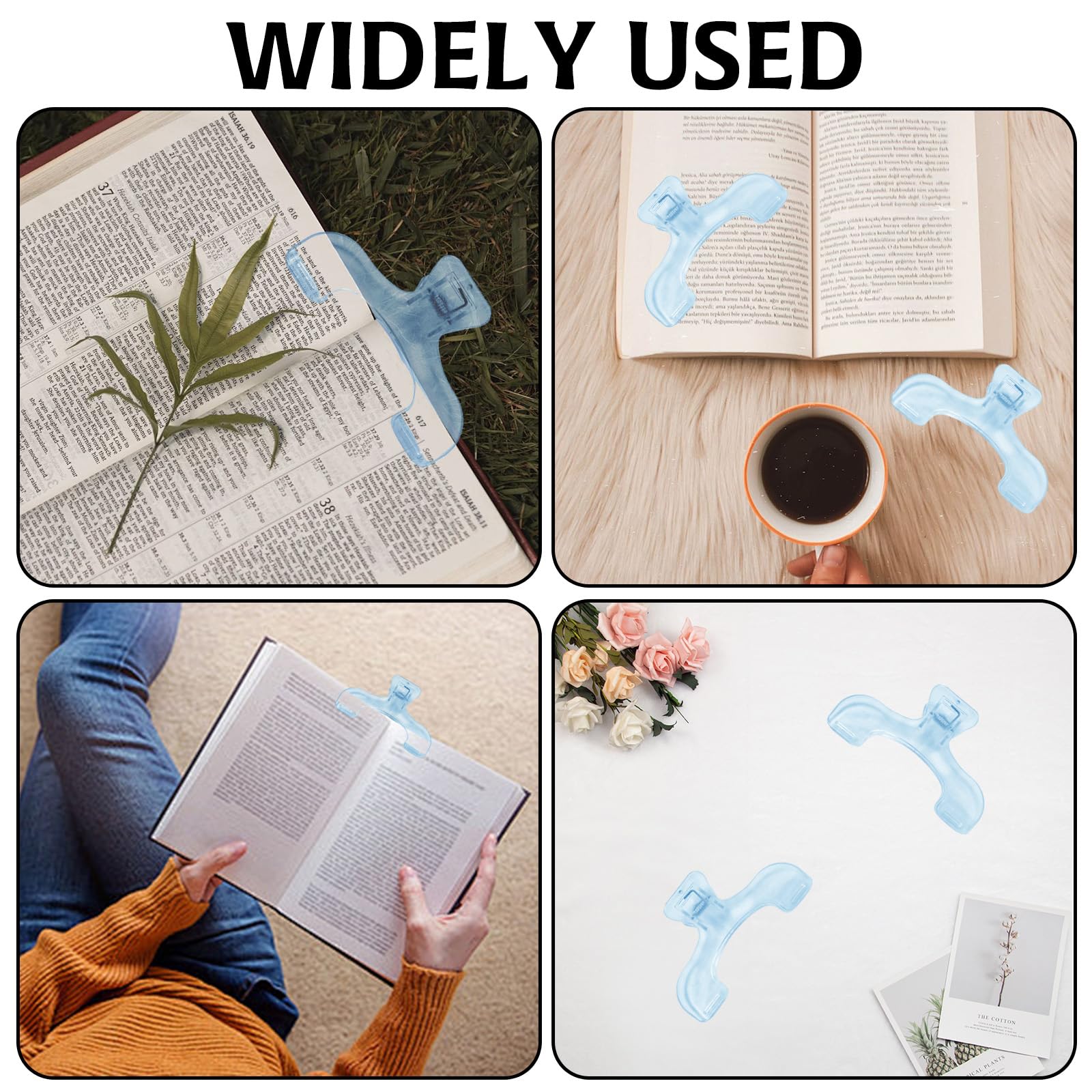 Clip per libri resistenti trasparenti blu multifunzionali porta pagine 2 pezzi