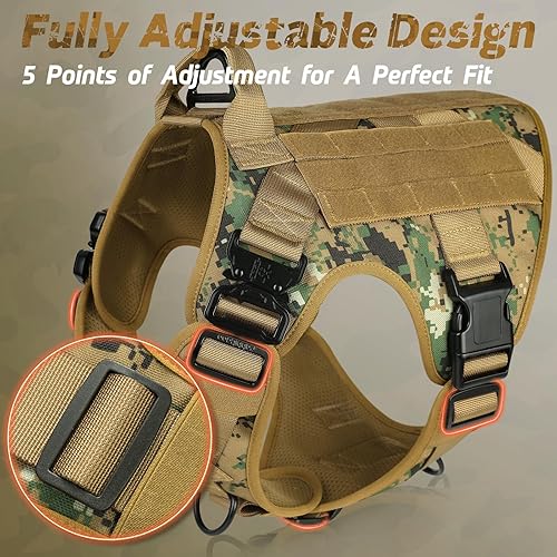 Miniatura 8 de rabbitgoo Arnés táctico para perros grandes, arnés resistente con asa, para perros de servicio sin tirones, para razas grandes, arnés de chaleco