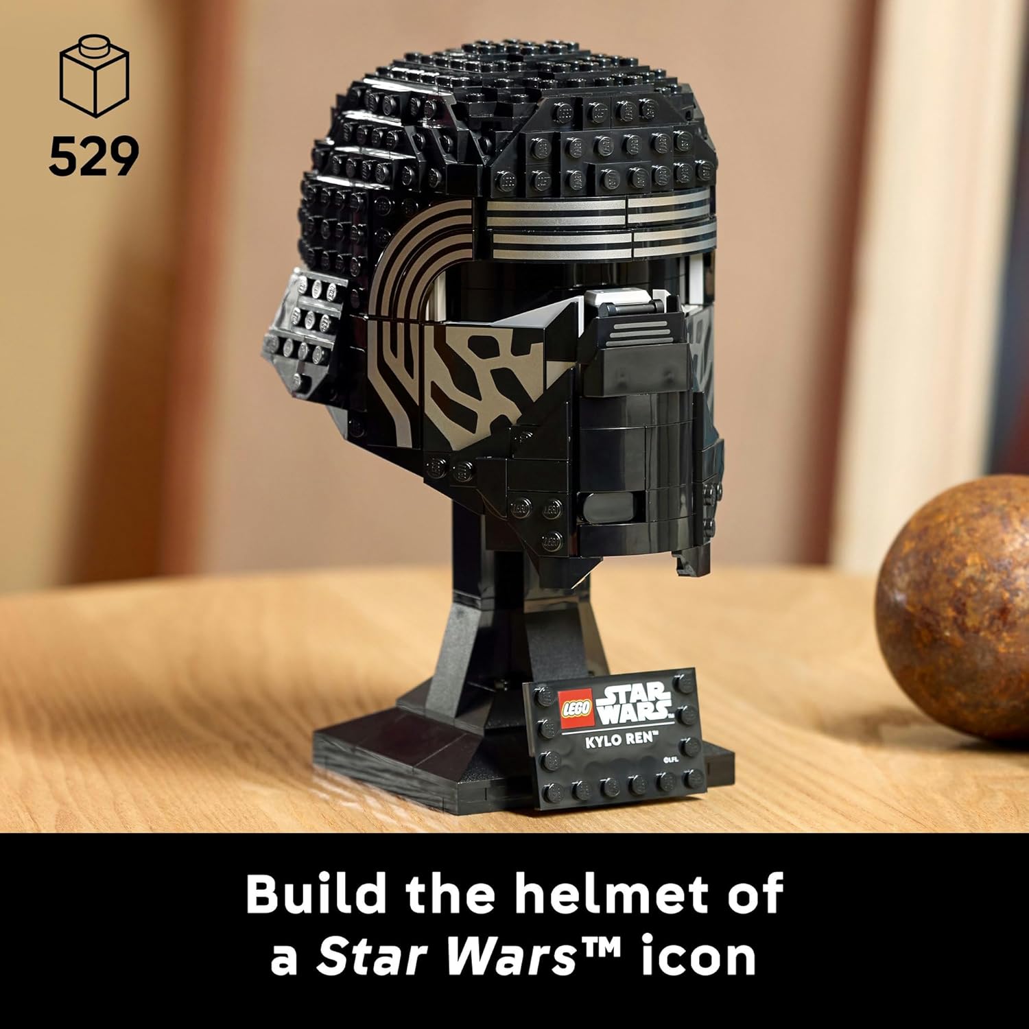 LEGO Star Wars Kylo Ren Helmet 75415 – 529 Pieces, Collectible Display Model with Nameplate | 10th Anniversary of The Force Awakens | Gift for Adults