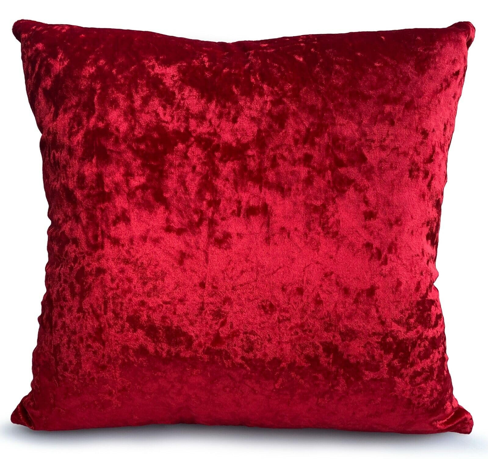 Insafians Red Decorative Crushed Velvet Cushion Covers 45Cm X 45Cm/Square Throw Pillowcases For Sofa Bedroom With Invisible Zipper 18X18 Inch (1, )