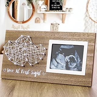 Ultrasound Picture Frame Baby Announcement Gifts - Sonogram Gender Neutral Baby Gift for Expecting Mother Love at First Sight Nursery Decor Handmade String Hearts Celebrate the Bond Between Mom & Baby