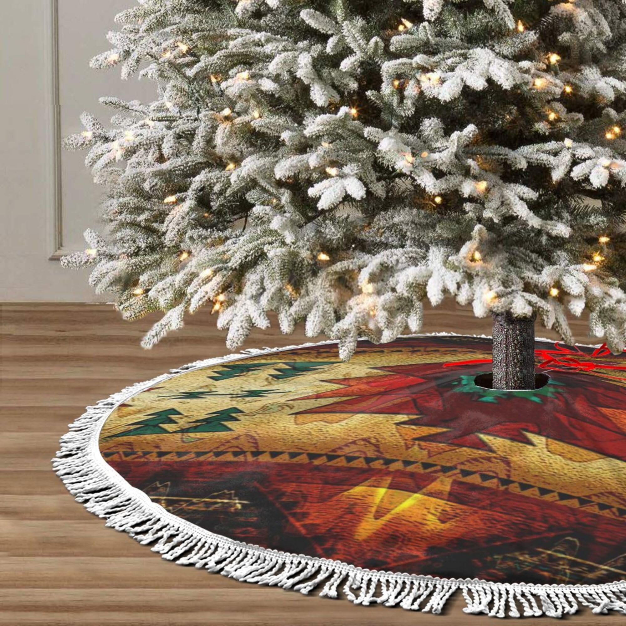 Cache pied de sapin de Noël synthétique 122 cm pour cacher les câbles