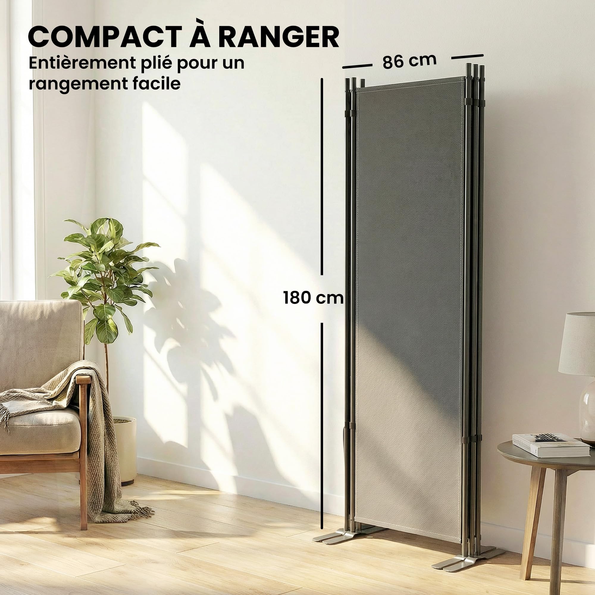 Outsunny Paravent de Jardin 3 Volets Brise-Vue 260x180cm Gris Foncé | Extérieur, Séparateur de Pièce Occultant, Pieds en Métal Stable, Cloison Amovible, Protection UV, pour Balcon Terrasse