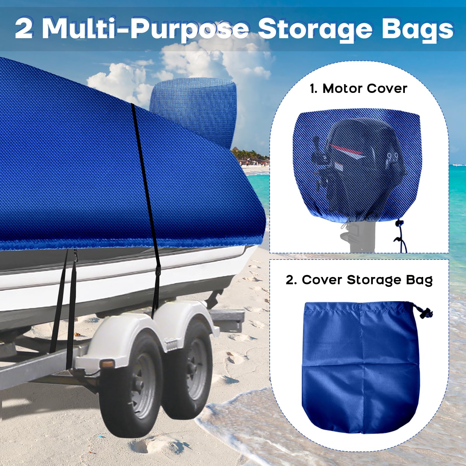 Bootsplane Wasserdicht Bootsplane, 420D Oxford Tuch Abdeckplanen Für Boote,Persenning Anti-UV Bootsplane mit Aufbewahrungstasche,für V-Rumpf, Ruderboot, Angelboot(17-19ft)