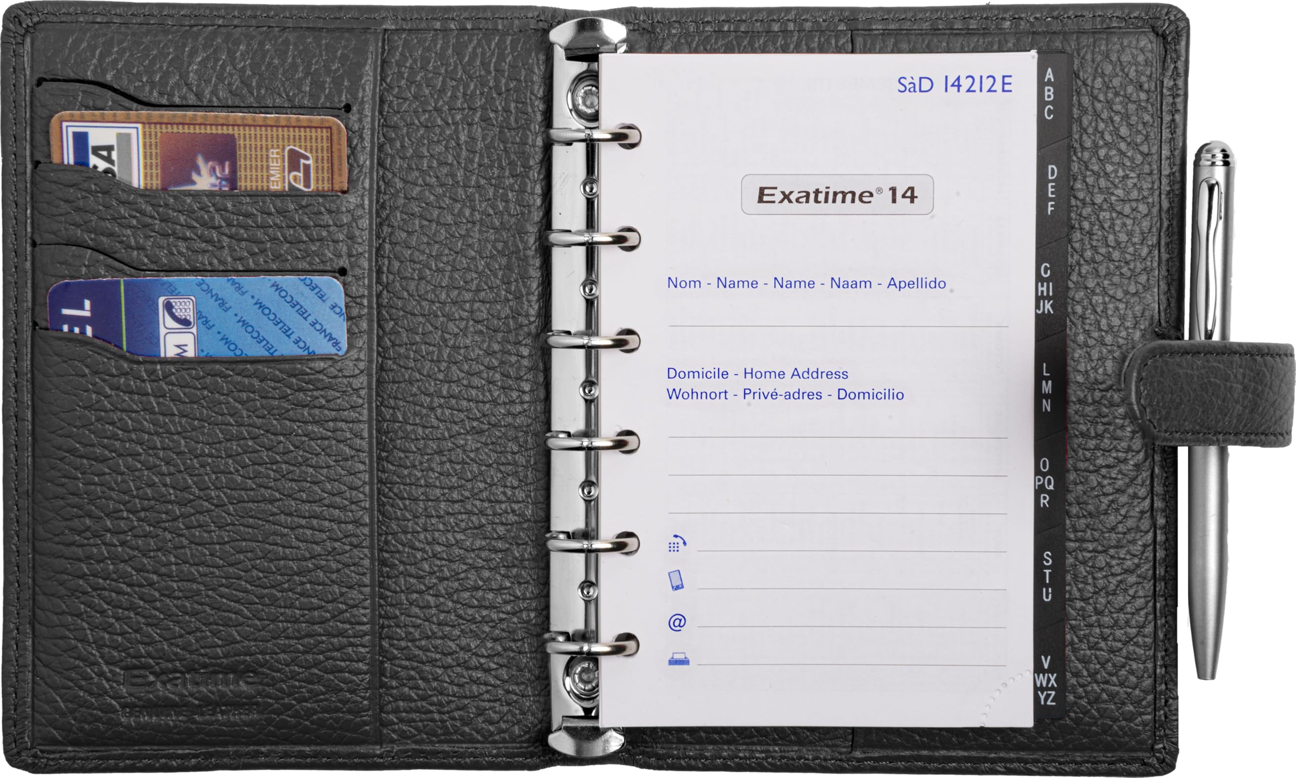 Exacompta 47371E – Organizer Exatime 14 Cali – 11 x 14,5 cm – Wochenkalender September 2025 bis Dezember 2026 – 16 Monate – Farbe Schwarz