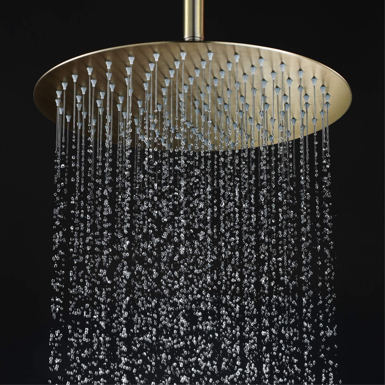 10 Pulgadas Cabezal de Ducha, Cabezal de Ducha Fija de Lluvia de Alta Presión Cabezal de Ducha de Lluvia Redondo, Cabezal de Ducha de Baño de Acero Inoxidable en Oro Cepillado (Single Shower Head )