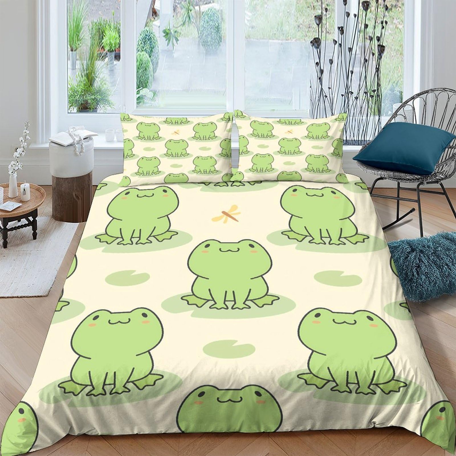 Ctjqhvkz Style-1 3D Printed Cartoon Frog Fitted Sheet Microfiber Soft Green Animal Mattress Cover For Bedroom Dorm Room Easy Care Decor Single（135X200cm）