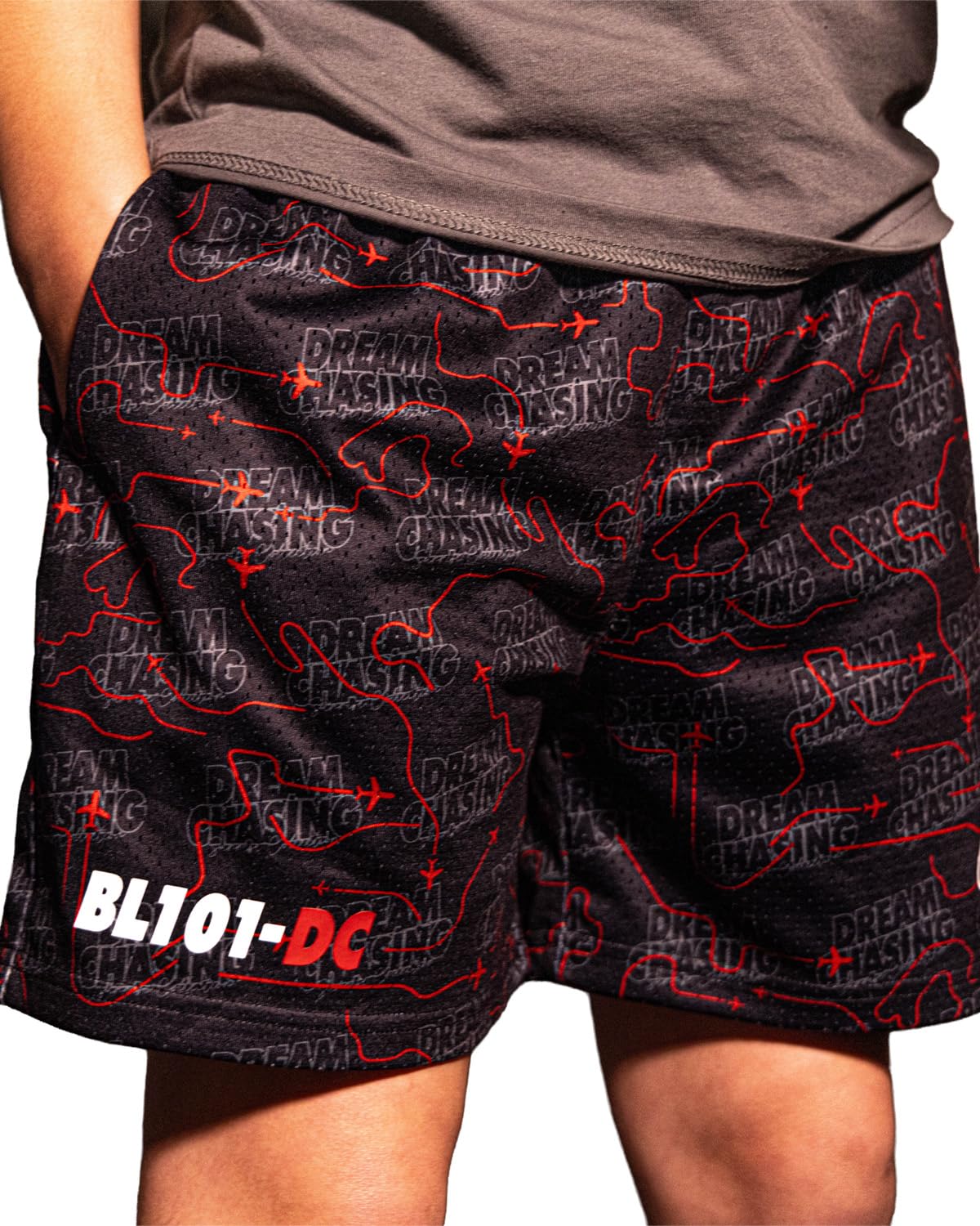 BL101 Youth Dream Chaser Baseball Mesh Shorts for Boys - Red Eye, YM