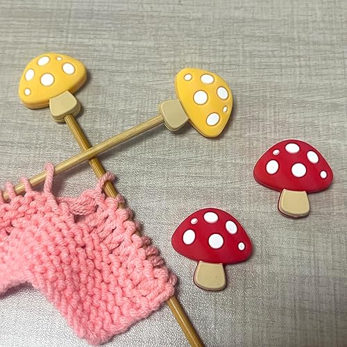 Miniatura 2 de SPANSEE 4 tapones de punto de hongo, protectores de punto de aguja de tejer, tapones de aguja de tejer, abrazador de aguja, accesorios de punto,