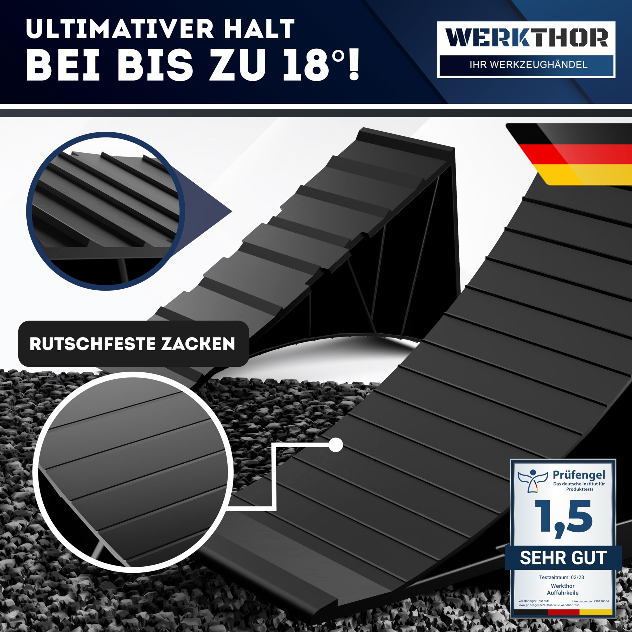Lot De 2 Cales De Roue WERKTHOR Pour Remorque - Plastique HDPE 750kg - Avec Supports