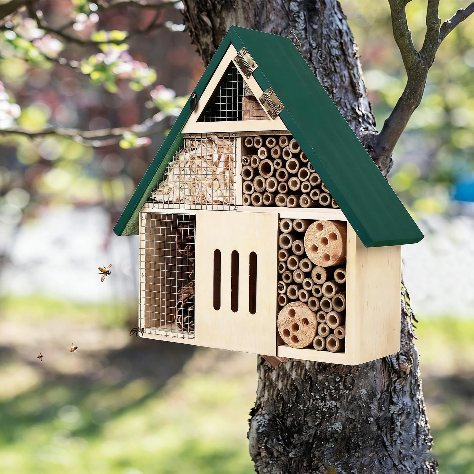 Haus | Hofdekoration aus Holz wetterfest | Marienkäferhotel e Garten im Freien | Lebensraum der Schmetterlinge | für Zaun, , Balkon, Terrasse, Hof