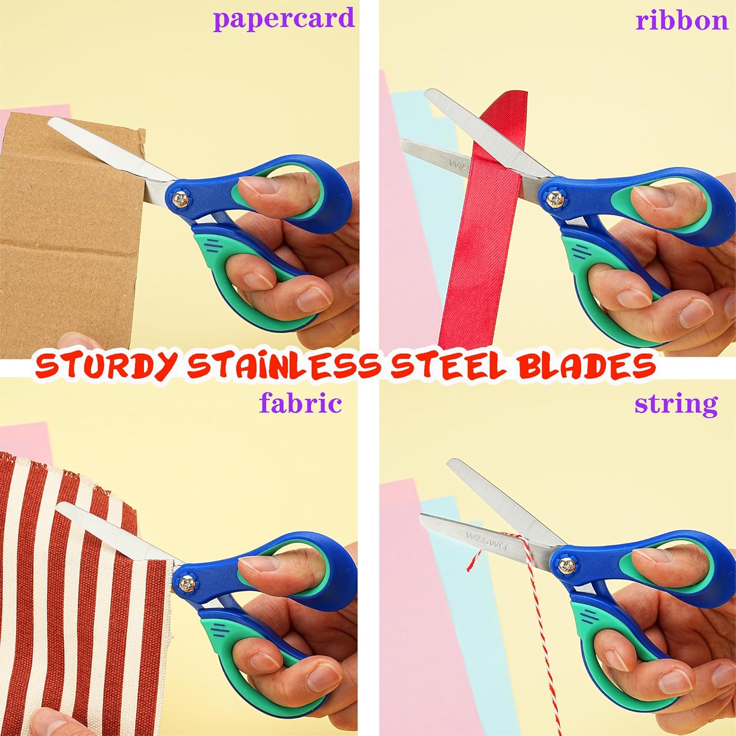 WOSWEL Kids Scissors bulk, 30 Pack Safety Blunt Tip Scissors, 5" Stainless Steel Blades Student Scissors with Comfort Grip, Multicolor for Classroom School Craft Art Projects