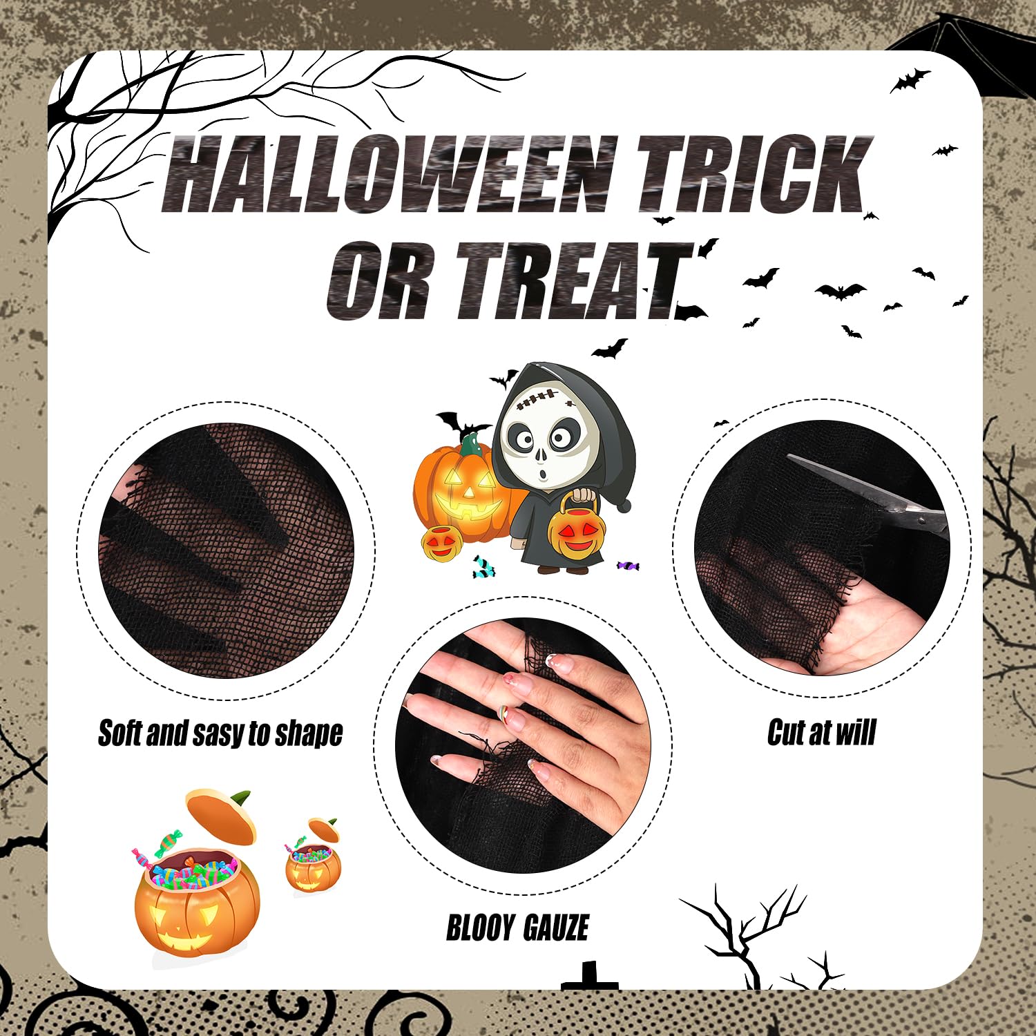 Rideau De Porte Halloween Effrayant - 2 Pièces 100x165cm Avec Taches De Sang, Polyester, Autocollants Inclus, Décoration Maison Hantée - 6