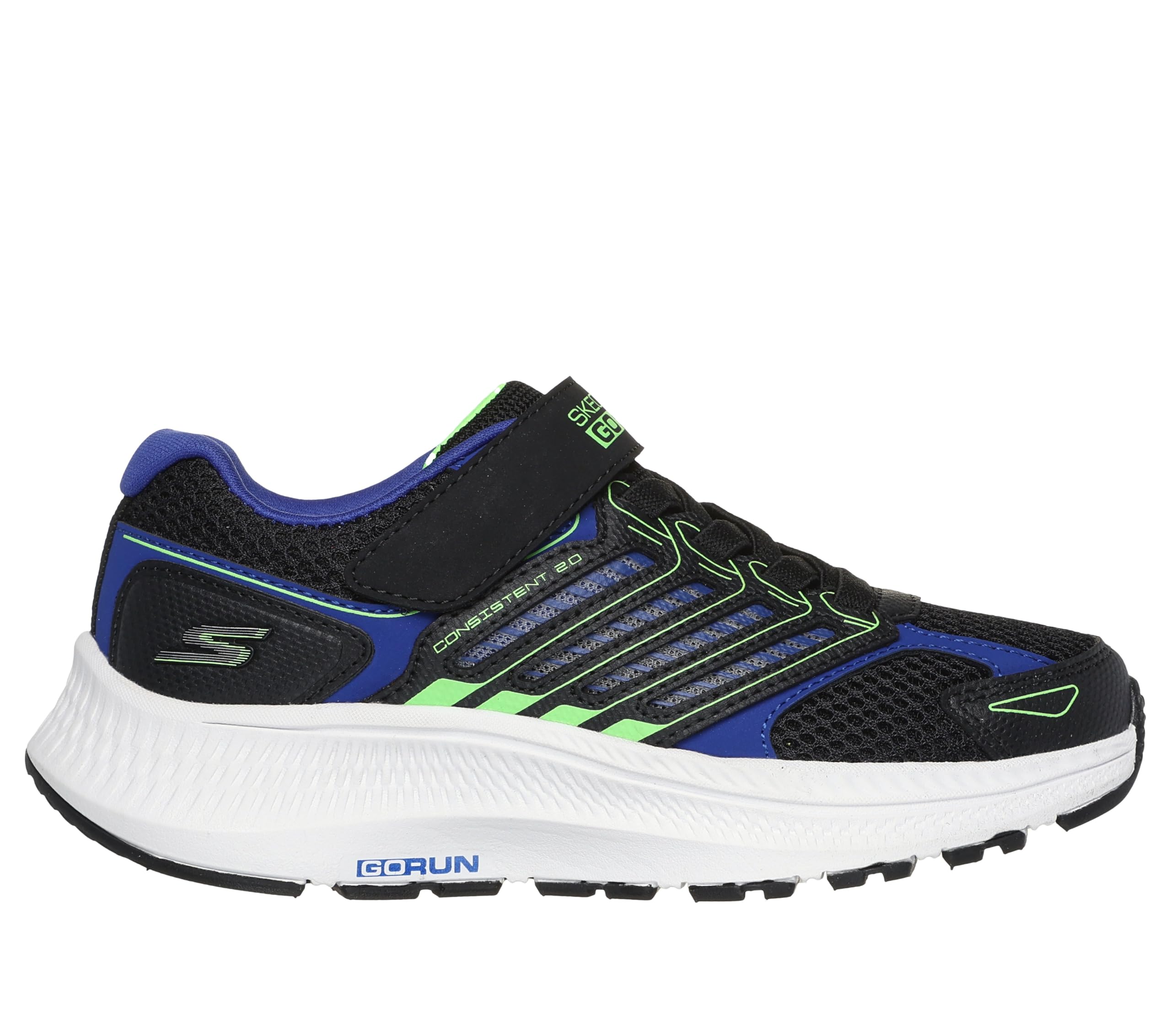 Skechers Boy's Go Run Consistent 2.0 Sneakers, Black Synthetic Textile Blue Lime Trim, 11.5 UK Child