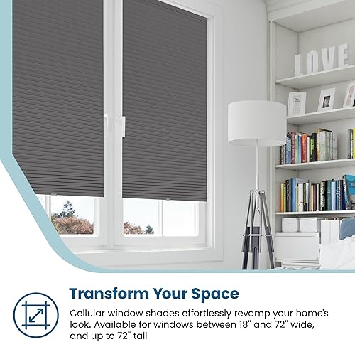 Miniatura 3 de BlindsAvenue Persiana Celular de Panal sin Cordón, Celda Única de 916", Opaca, Antracita, Tamaño 18" An x 48" Al