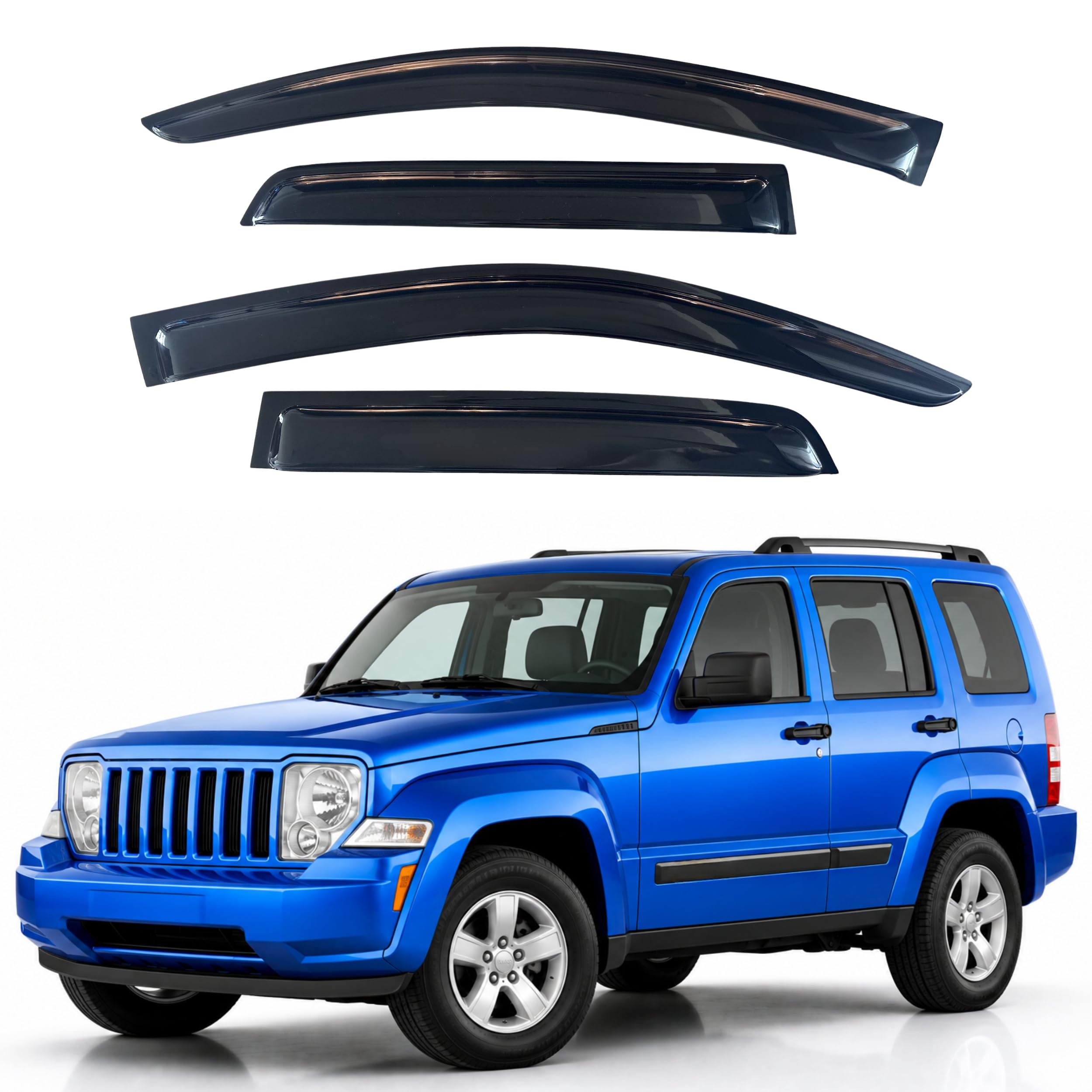 IG Window Visors Fit for 2008-2014 Jeep Liberty, Out-Channel Rain Guards Vent Wind Deflectors 4PC, Car Accessories for 08-14 Liberty