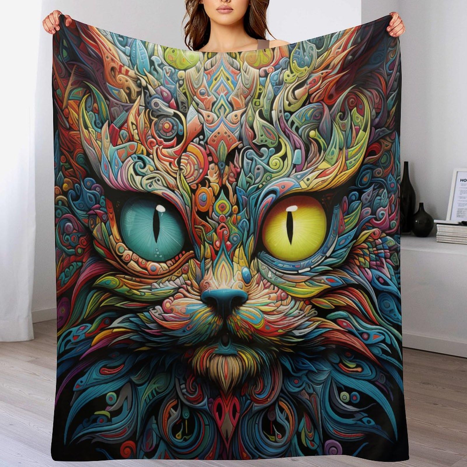 Couverture chat douce et chaude lavable en machine plaid flanelle 150x200