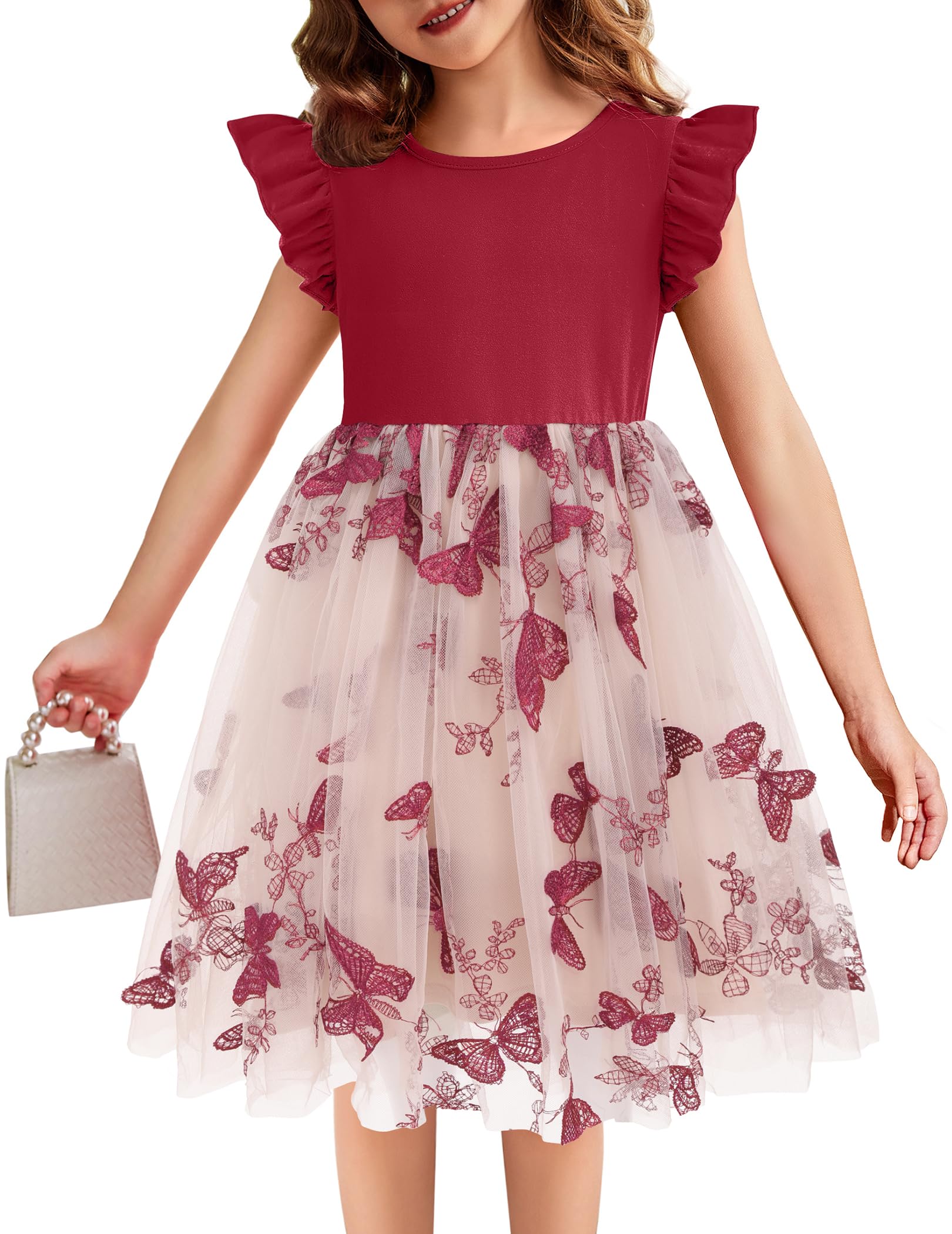 Flypigs Toddler Tutu Dress Girls Ruffle Tulle Dresses Cute Summer Party Princess Sundress for 2-7Y