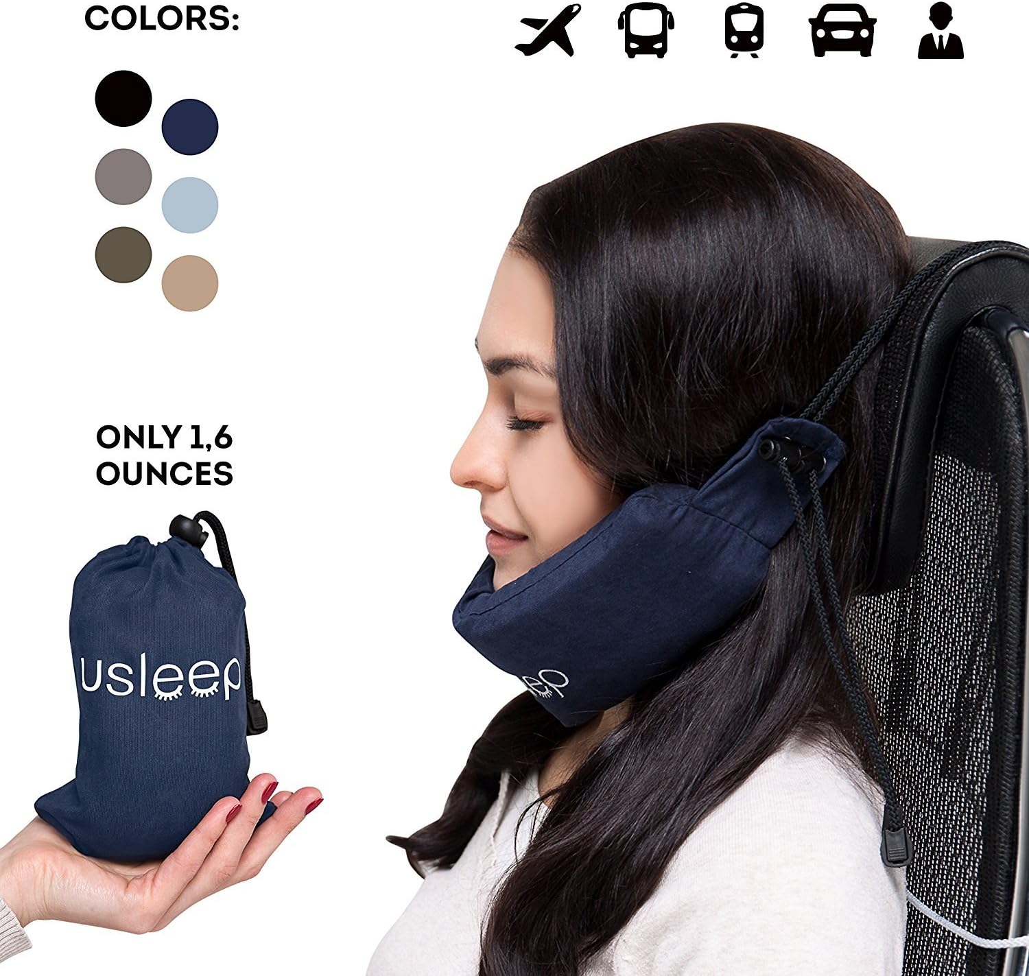 Travel Pillow - Trip is 50% more Comfortable Than any Other Classical Travel Pillow Due to Innovational Design and Premium Materials (Dark Blue)