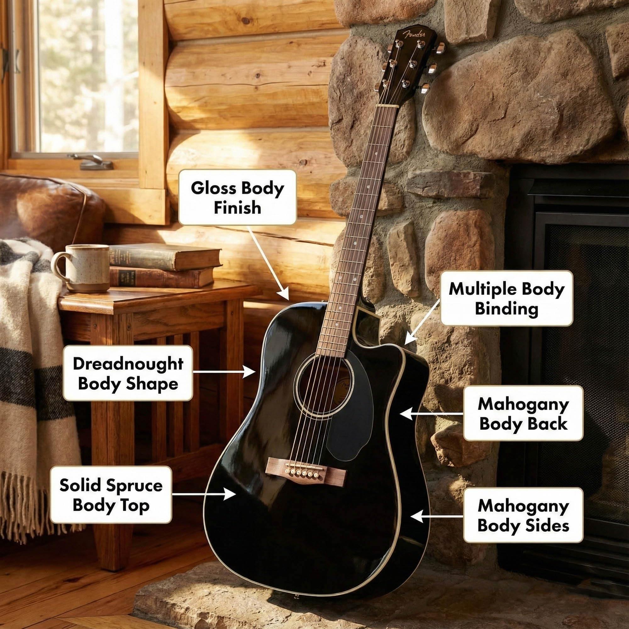 Amazon | Fender CD-60SCE ソリッドトップ ドレッドノート