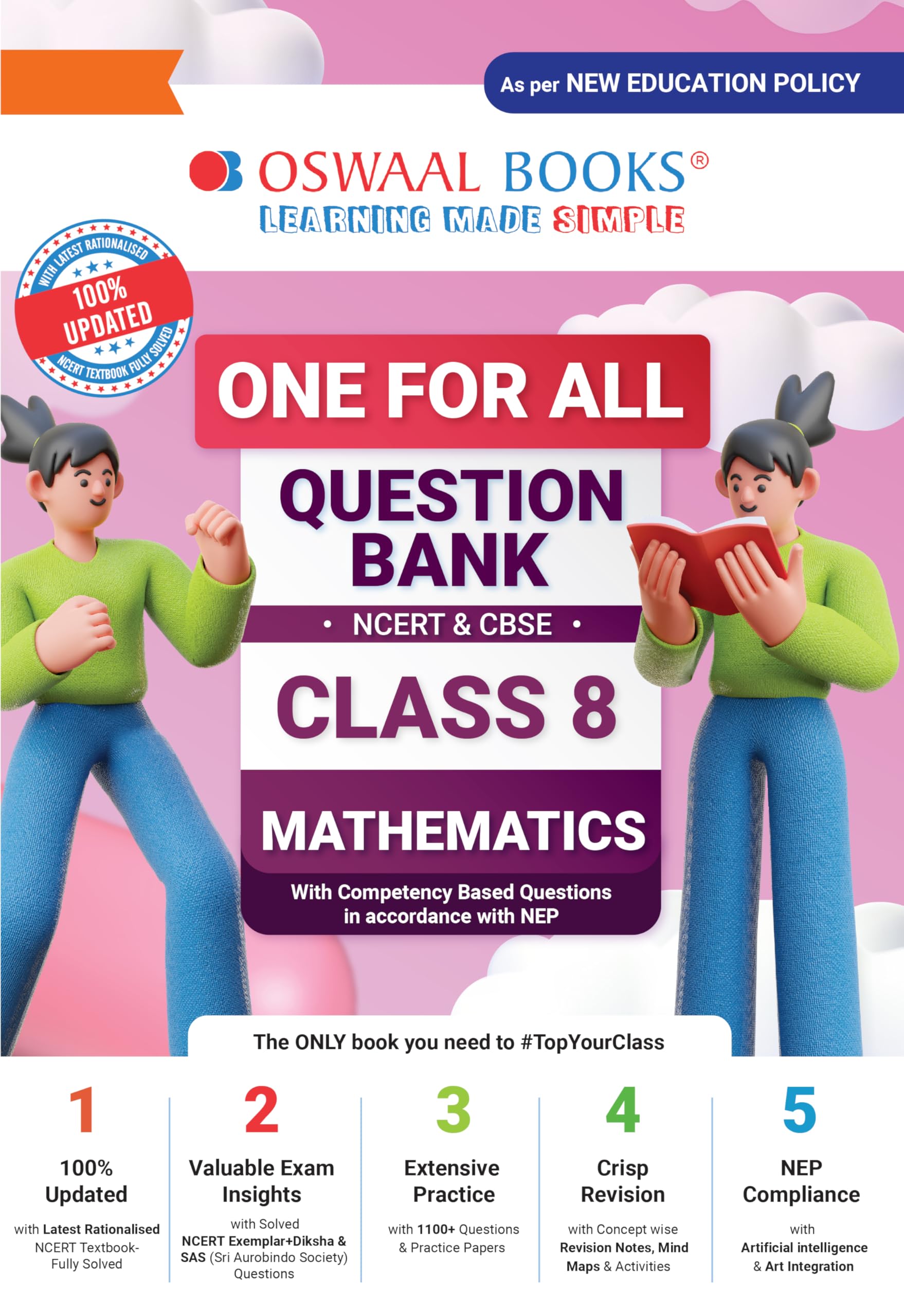 Oswaal One for All Question Bank Ncert and Cbse, Class-8 Mathematics (for 2024 Exam)