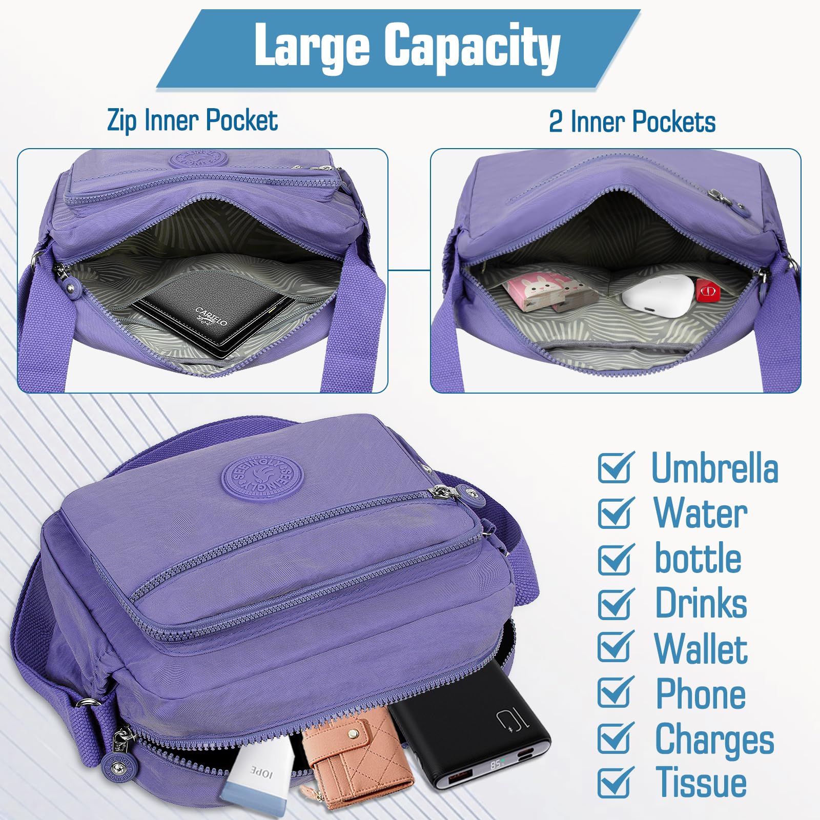 Borsa Tracolla Donna Crossbody Bag Donna Nylon Borsetta Tracolla Donna - Foto 14 di 52