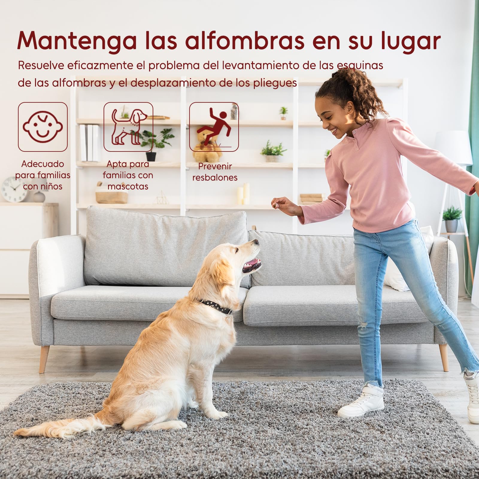 Almohadilla de Fieltro Antideslizante con Respaldo de Goma de 100 x 150 cm, Almohadillas Acolchadas Protectoras para alfombras, Agarre de Alfombra a Alfombra para Suelos de Madera Dura, Mantiene Las
