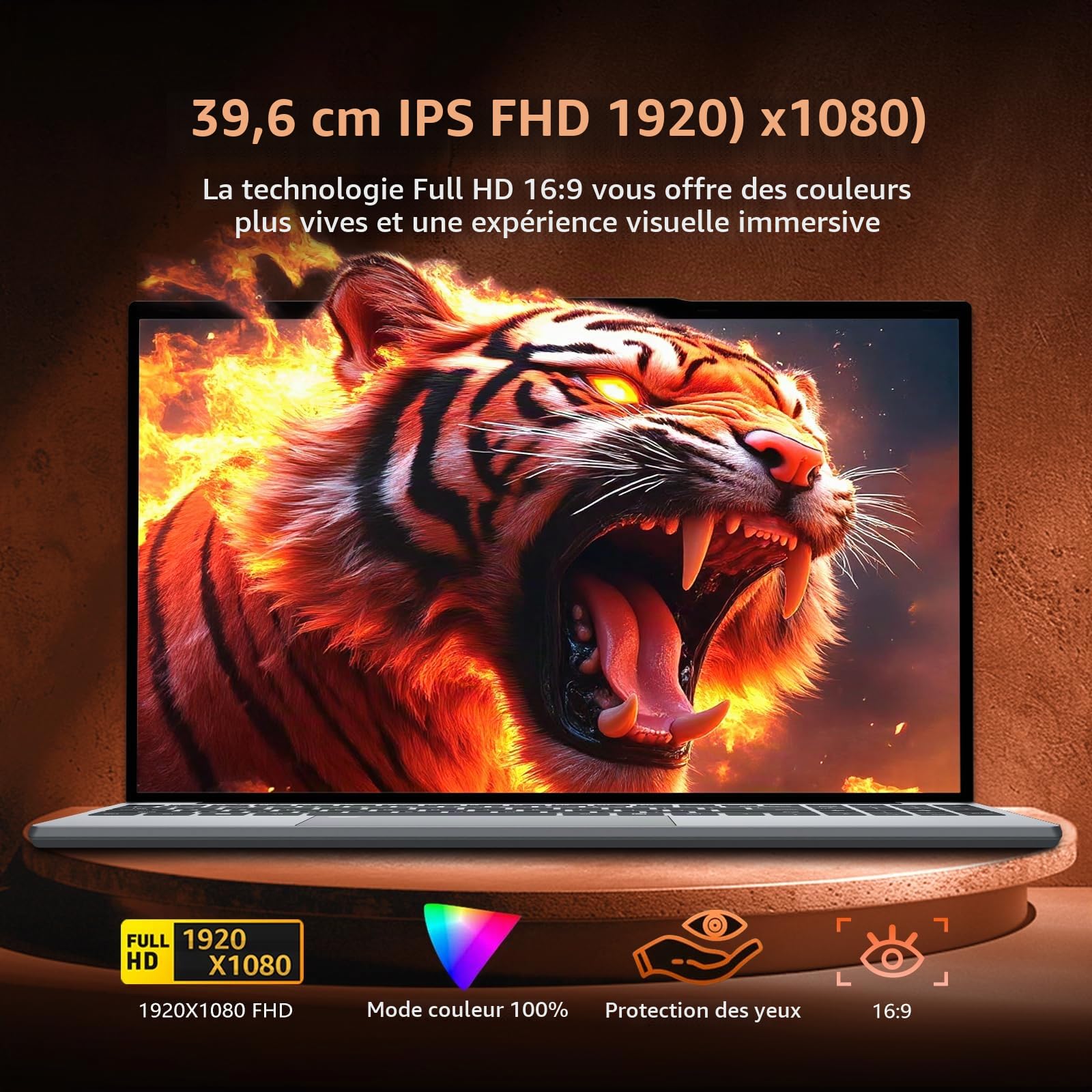 15,6 Pouces Ordinateur Portable, Win 11 PC Portable 16Go RAM DDR4 1To SSD, CPU Twin Lake-N150, Clavier Rétro-éclairé+Déverrouillage Empreinte, Laptop1080P Écran, WiFi5+Mini-HDMI+USB3.0+BT4.2+Webcam