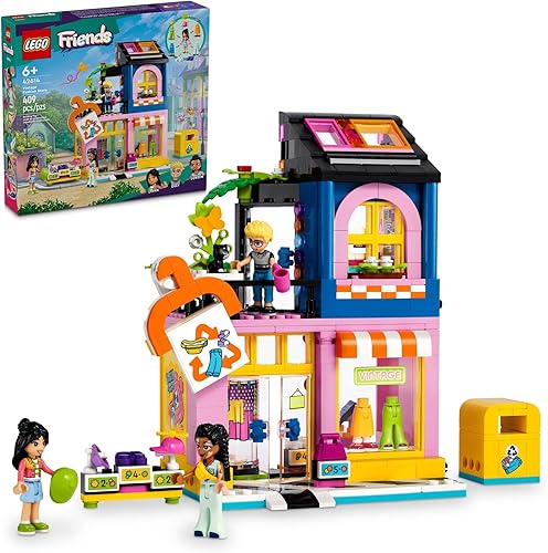 LEGO Friends 42614 - Tienda de moda vintage, juguete socioemocional, modelo para construir, idea de regalo para niños de 6 años en adelante,