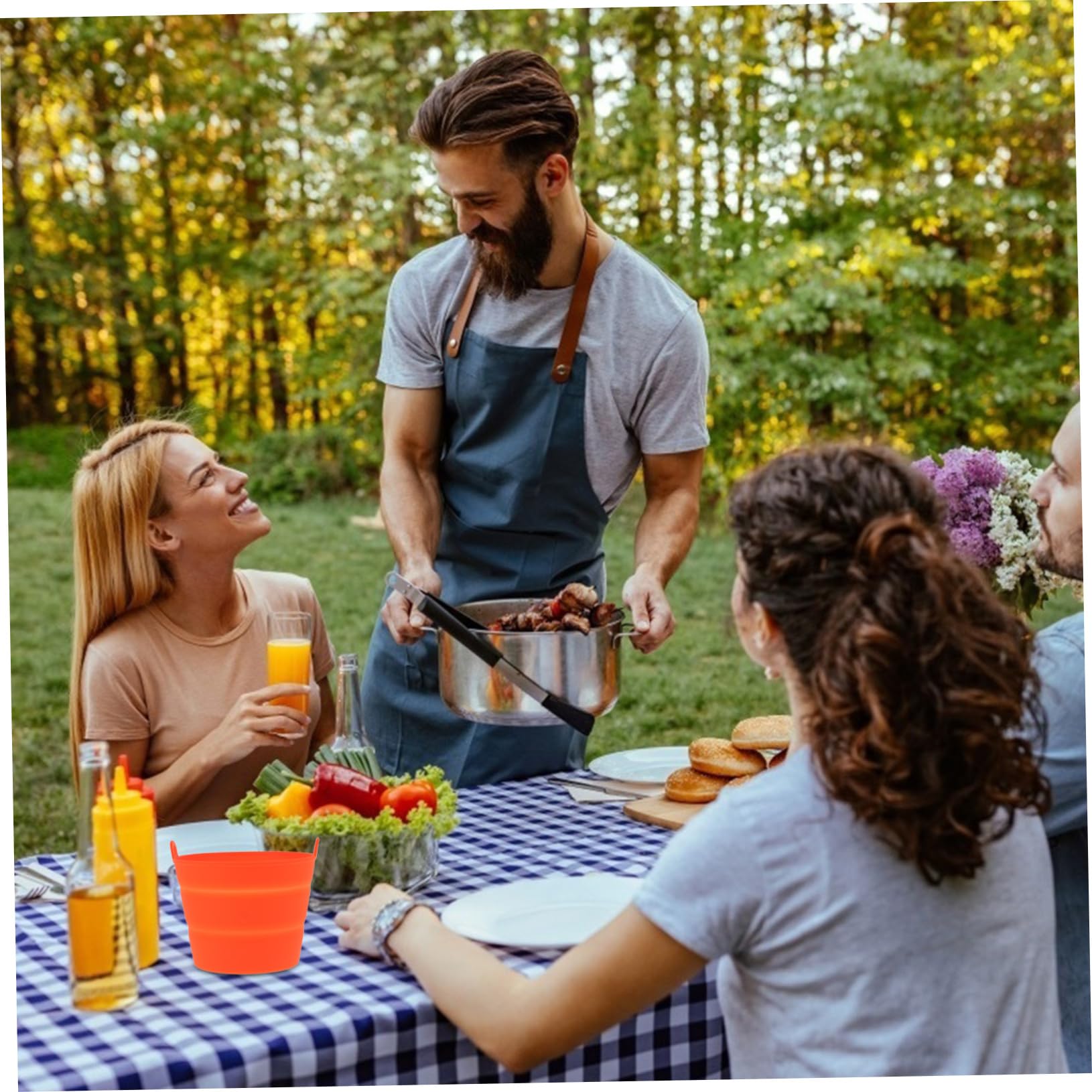 BESPORTBLE Grill Accessory Silicone Oil Barrel Liner Grease Tray Liner for Barbecue Bucket