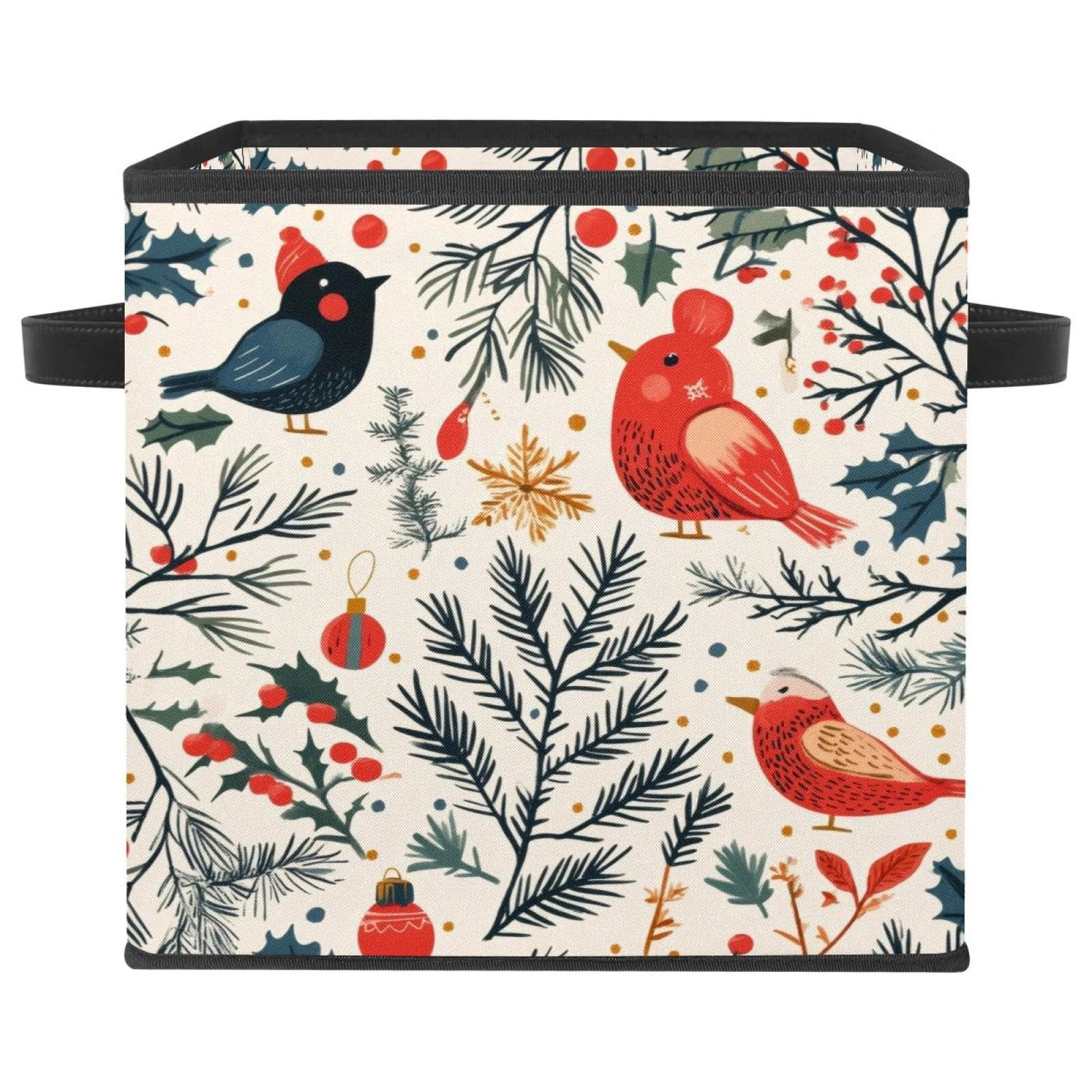 Boîte de rangement tissu Oxford oiseau mignon grand panier pliable cube de 27,9 cm