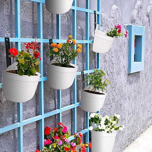 Miniatura 5 de 4 macetas de pared de 8 pulgadas para plantas de interior y exterior, valla de barandilla de cubierta de alta calidad, autorriego para suculentas,