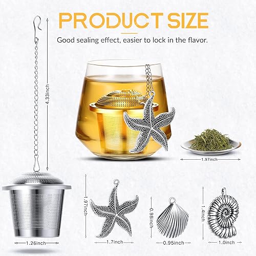 Miniatura 2 de Infusores de té para té suelto, 3 juegos de hojas sueltas, colador de té de acero inoxidable para soporte de té suelto, filtro de malla de té con