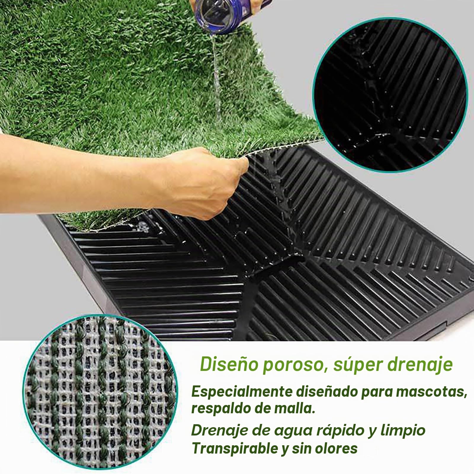 Inodoro para perros, alfombra de aprendizaje de la limpieza con separador de orina, alfombra de pajita para perro con bandeja grande (64 x 51 cm), con bandeja extraíble, ideal para el entrenamiento de