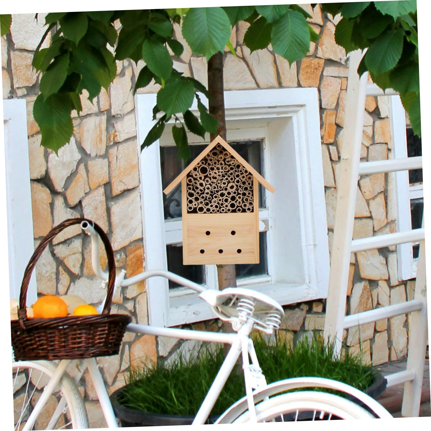 Hängendes Holzbienenhaus für Garten, Holz Außenbereich | Beobachtung von Bienenbestäubern, für Kinder Lehrreich, Individuell Bemalbar, Dekoratives Nest