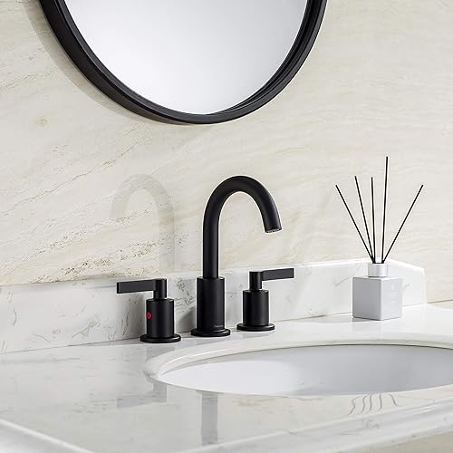 Miniatura 8 de TAF830C-CP - Grifo de lavabo de baño de 2 manijas cromadas, 3 agujeros con drenaje emergente, arco alto, moderno, 8 pulgadas, grifo de lavabo de