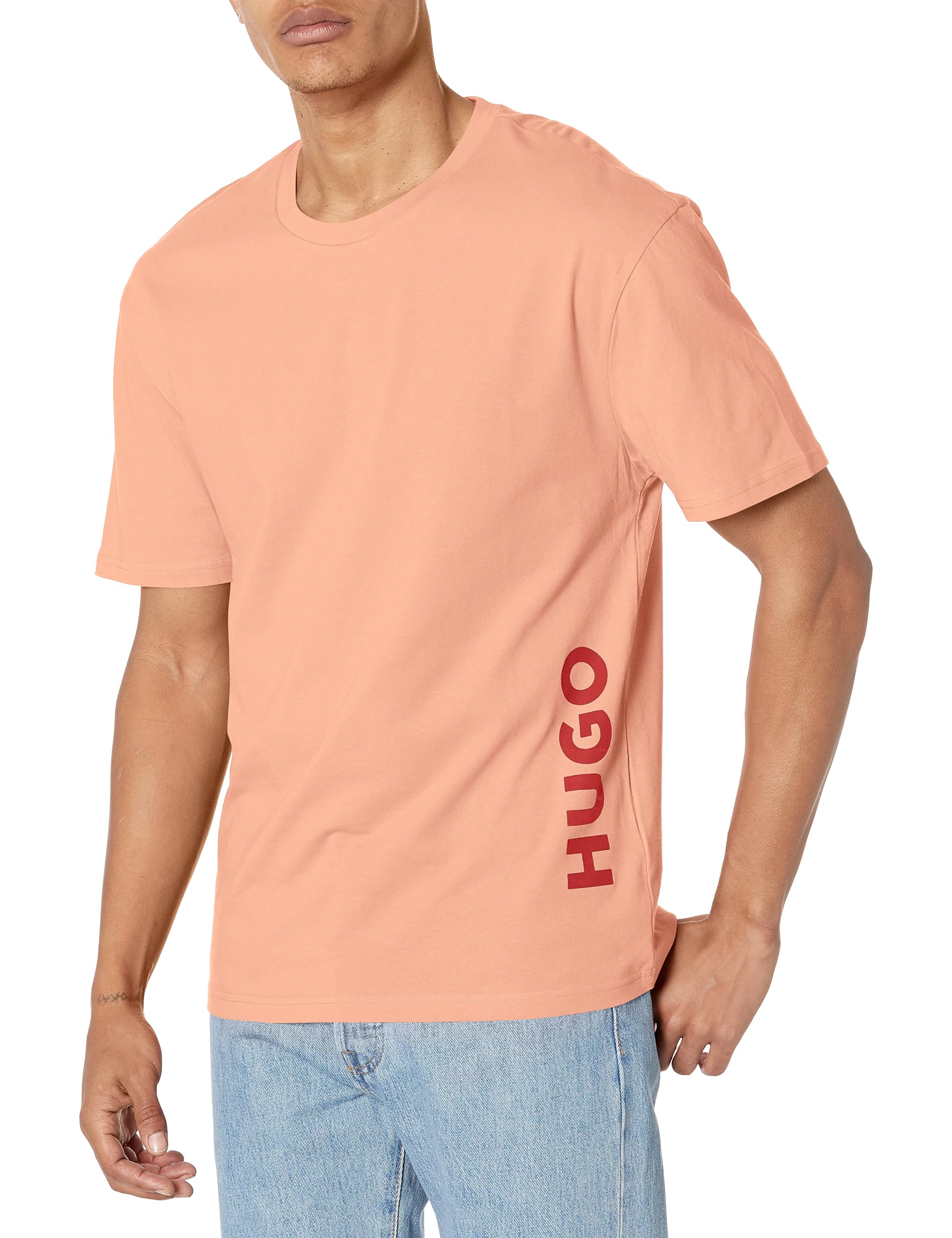 HUGOmens Vertical Logo Cotton Short-sleeve T-shirt T-Shirt